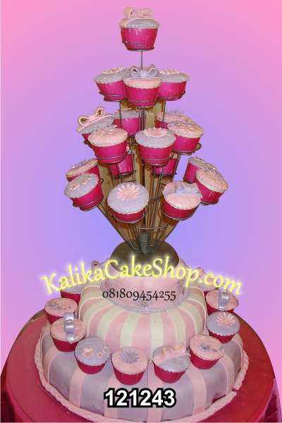 Wedding Cake Pink Purple Cup cakes