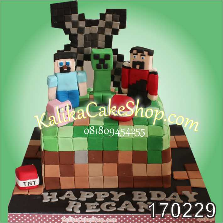 Cake ulang tahun minecarft TNT
